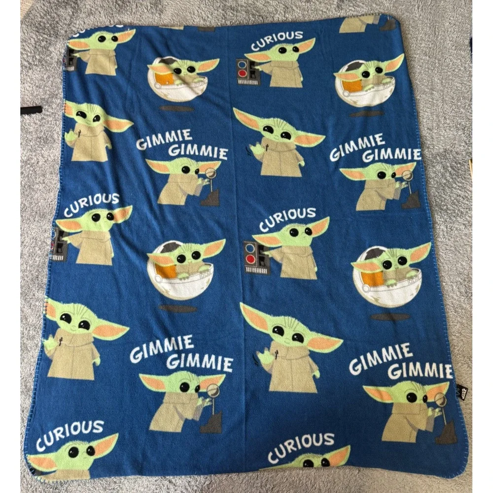 Star Wars Unisex Grogu Fleece Throw Blanket OS Blue Baby Yoda Mandalorian